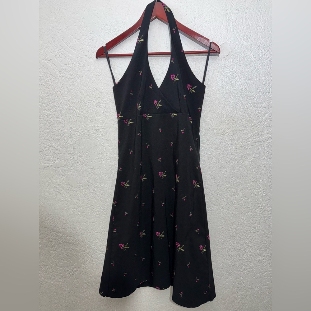 Von Mozart Floral Embroidered Halter Dress Size Medium